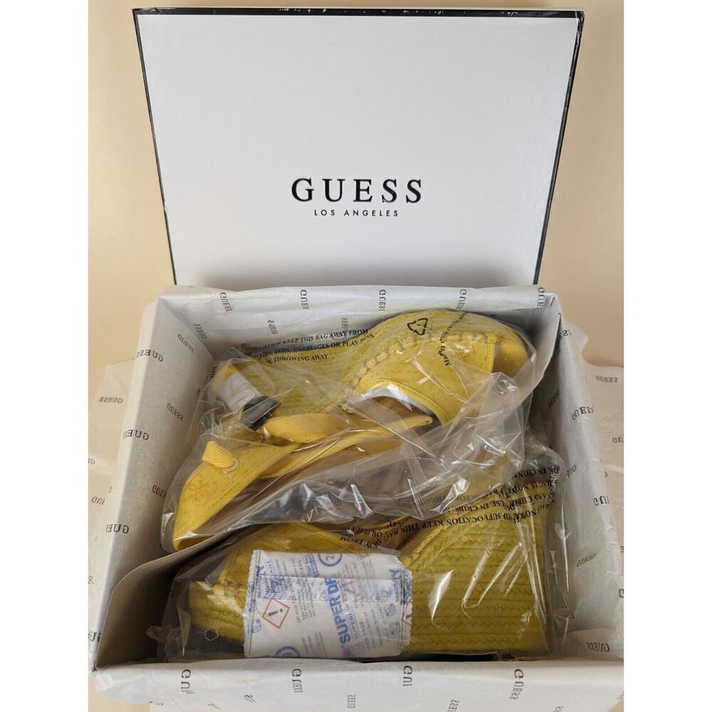 GUESS Halona Strappy Wedge Espadrille Sandals Womens 8M Yellow Boho Shoes NWB - Picture 13 of 14